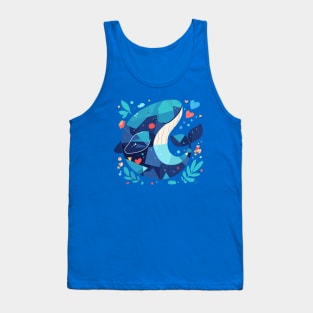 Geometrical Colorful Blue Whale. Adorable Mosaic Cute Kawaii Simple Animal Tank Top